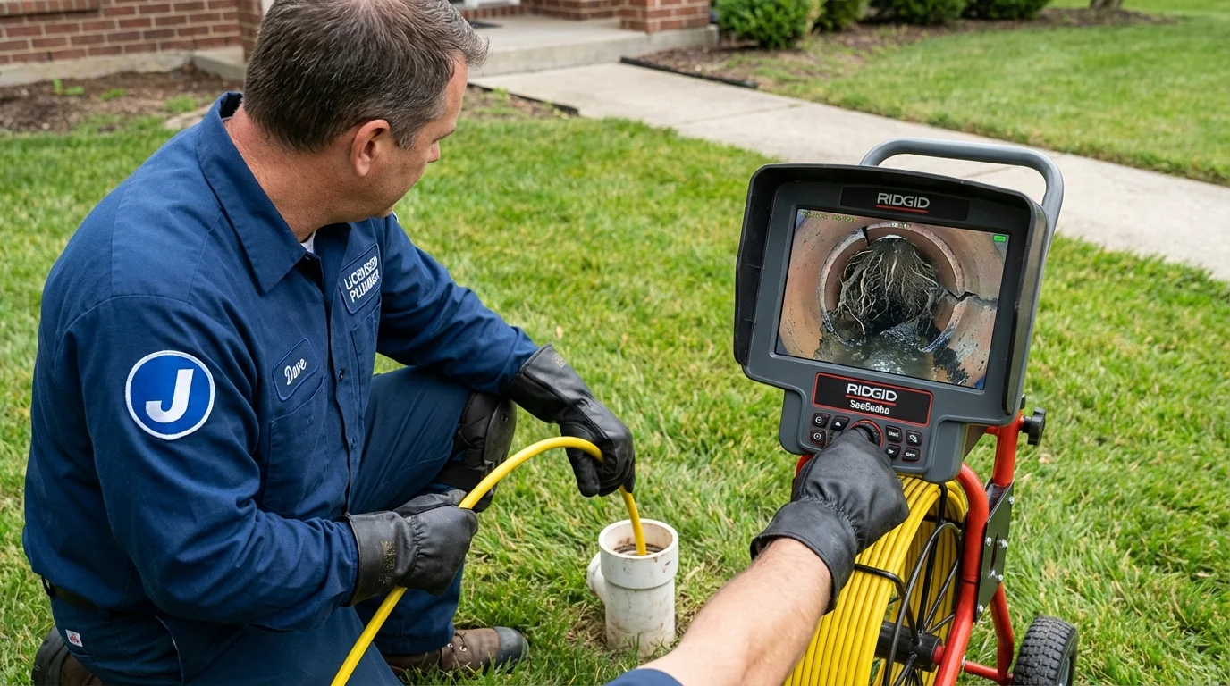 Sewer camera inspection being performed by Johns Plumbing LLC in West Milton