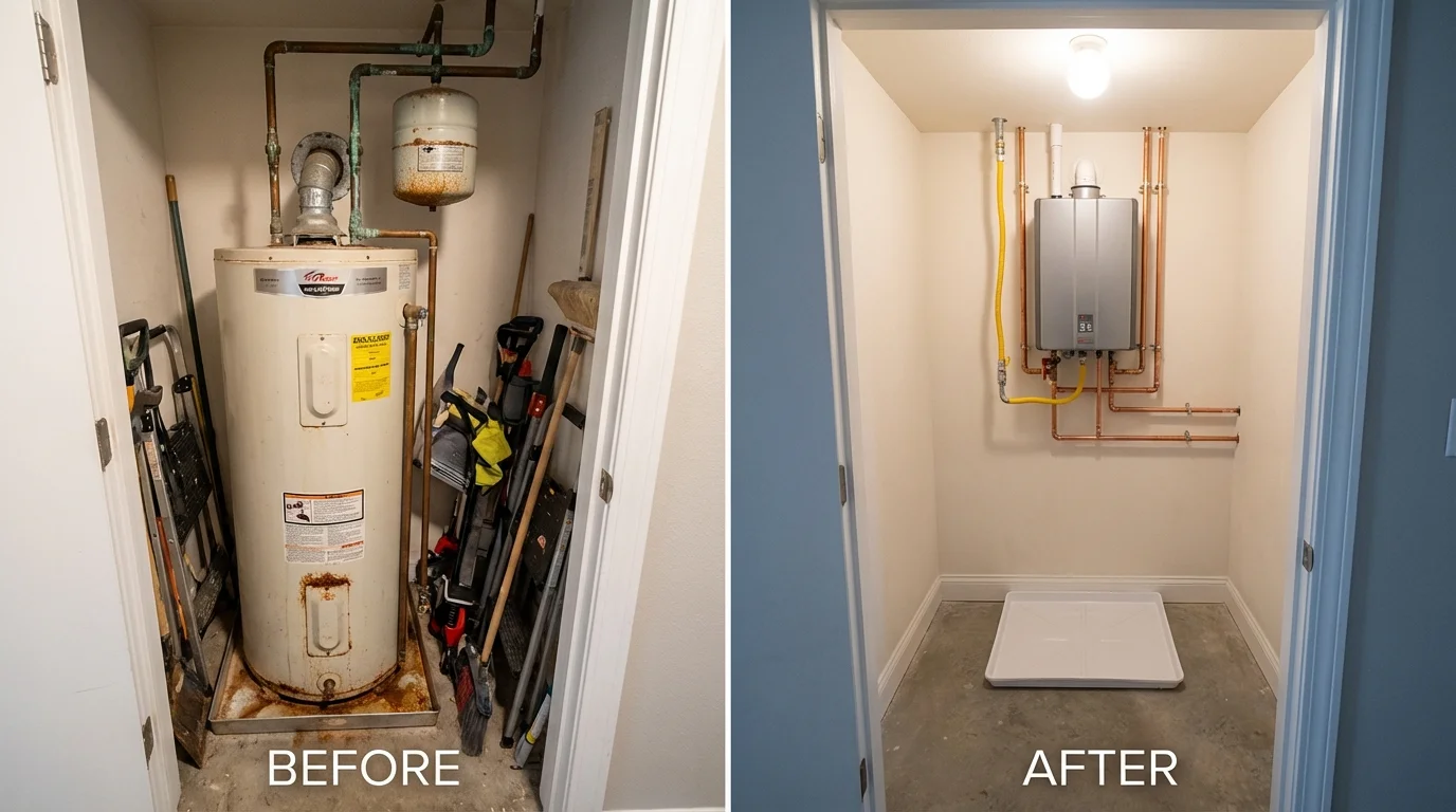 Tank water heater versus wall-mounted tankless unit comparison for West Milton, OH homeowners