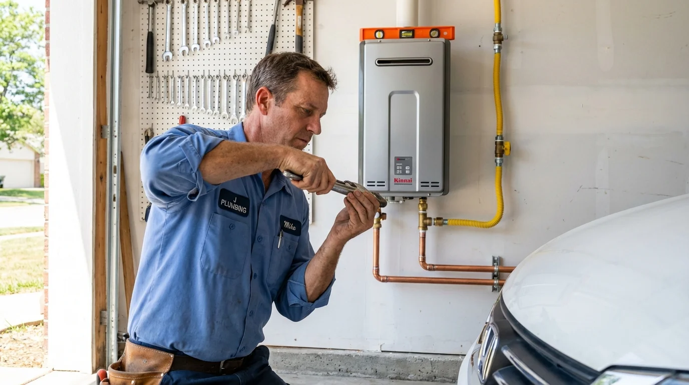Tankless water heater installation by a Johns Plumbing LLC plumber in West Milton